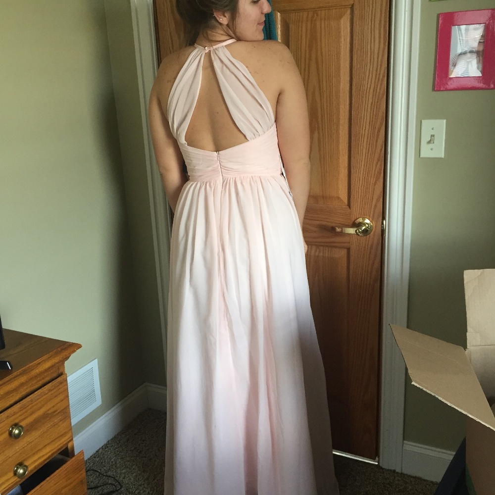 Women's Pink Chiffon Floorlength Bridesmaid Dress